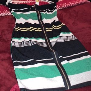 Mini striped off shoulders dress